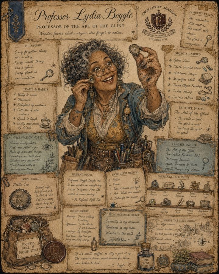 Illustrated dossier of Professor Lydia Boggle